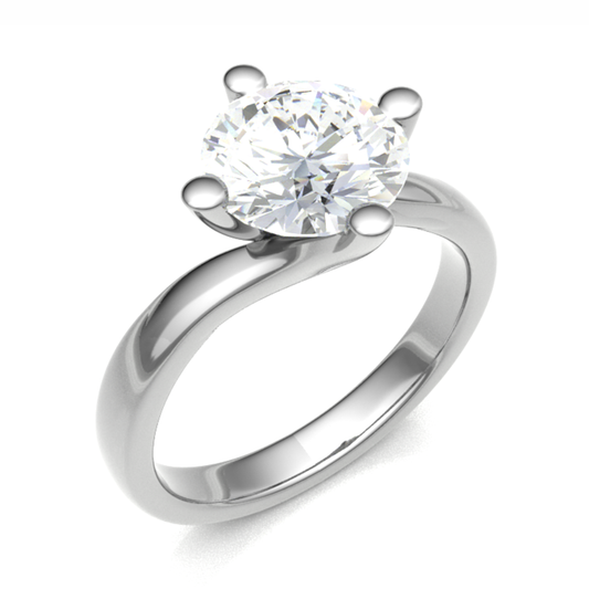 18ct round-cut Herkimer diamond ring 7.0mm 3.25gm