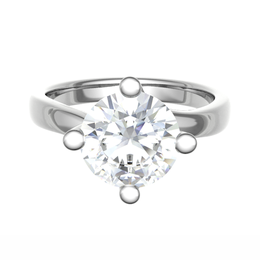 18ct round-cut Herkimer diamond ring 7.0mm 3.25gm