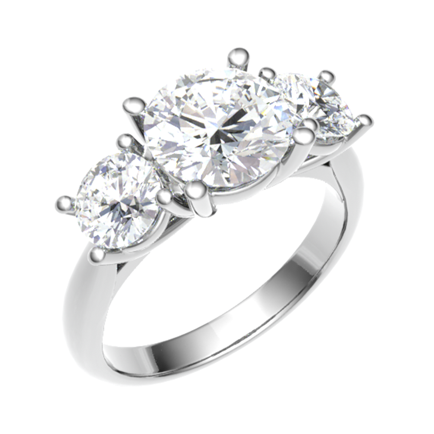 18CT Three Stone  princess cut diamond ring 4.8/5.0/4.8mm 3.14gm