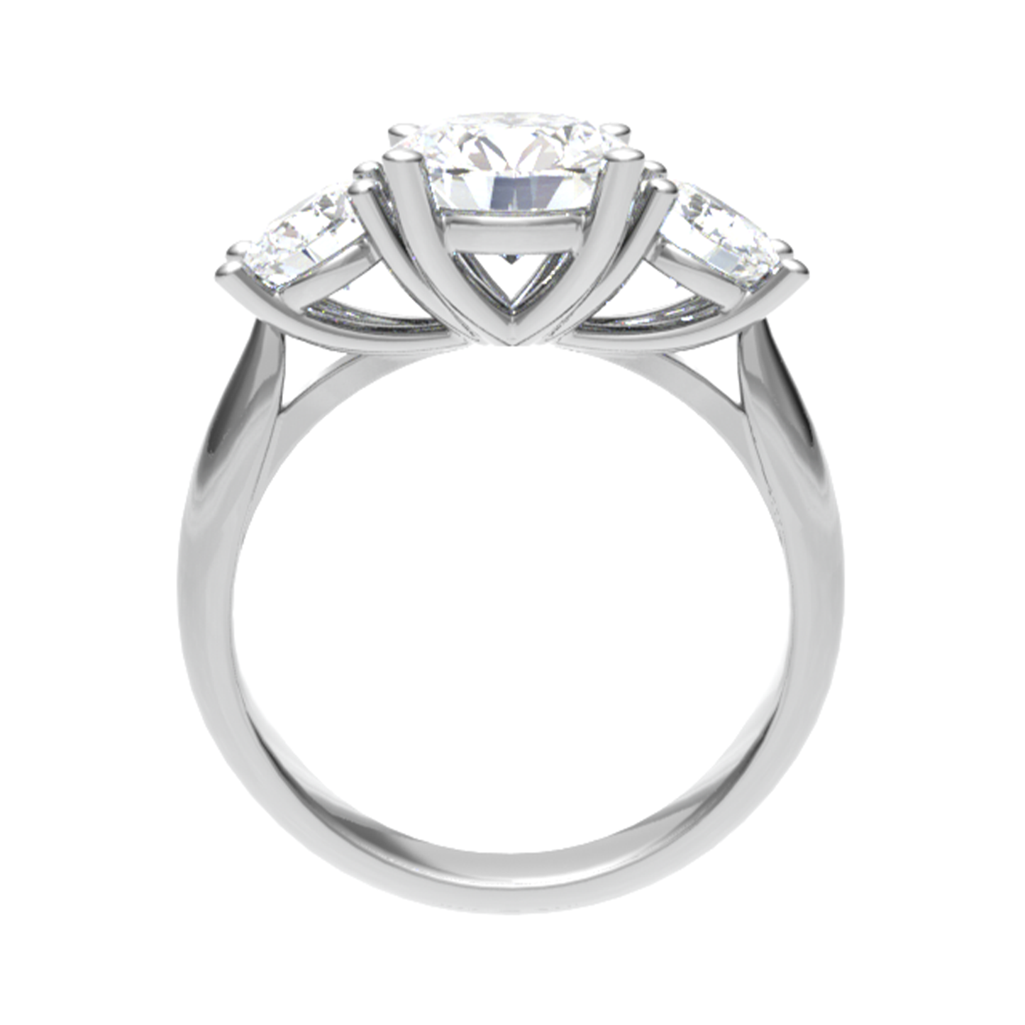 18CT Three Stone  princess cut diamond ring 4.8/5.0/4.8mm 3.14gm