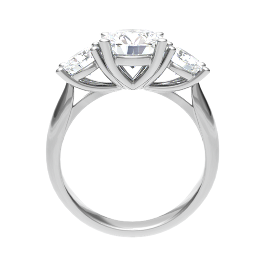 18CT Three Stone  princess cut diamond ring 4.8/5.0/4.8mm 3.14gm