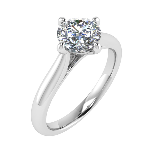 Sterling Round Solitaire Art Deco Ring 5.0mm 3.55gm