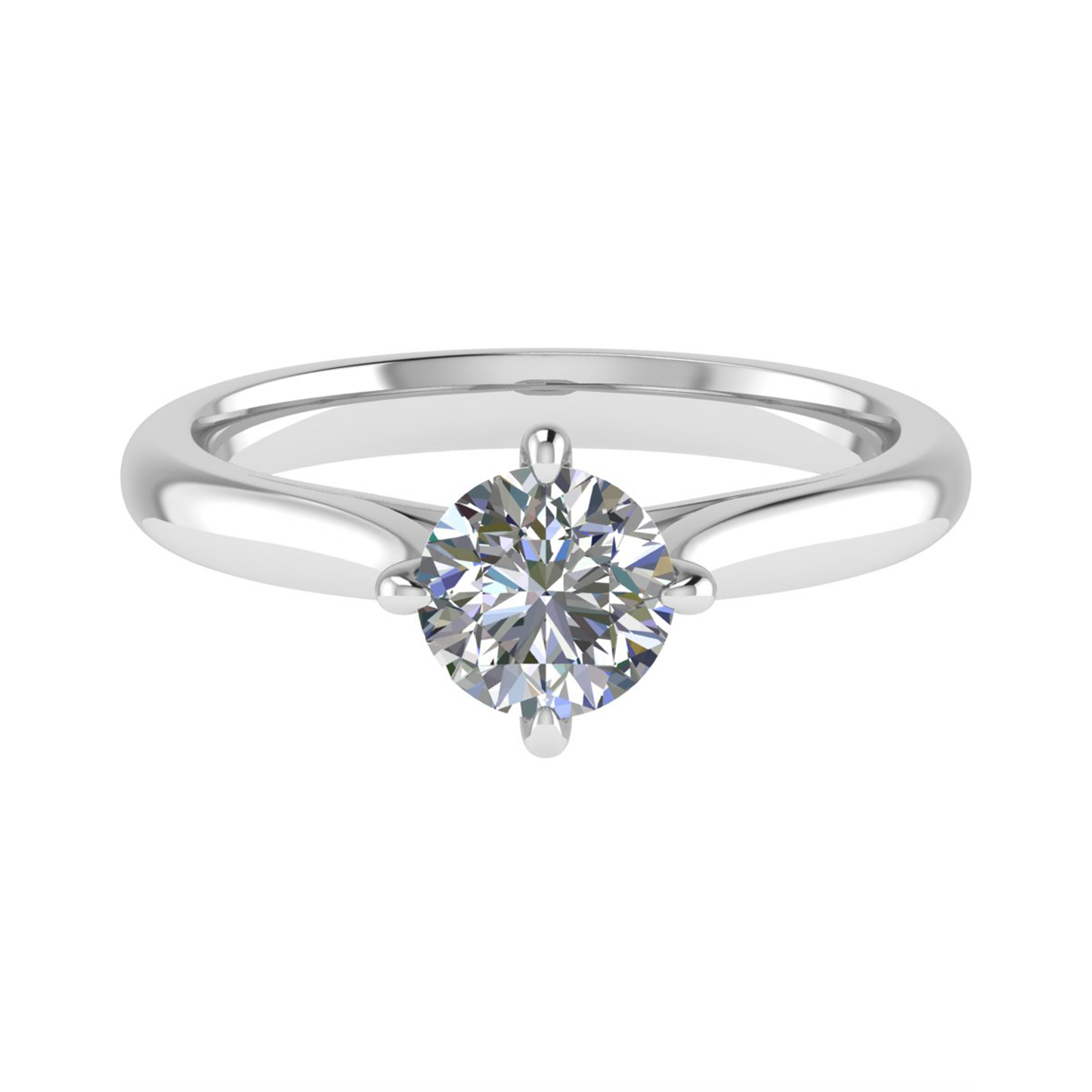 Sterling Round Solitaire Art Deco Ring 5.0mm 3.55gm