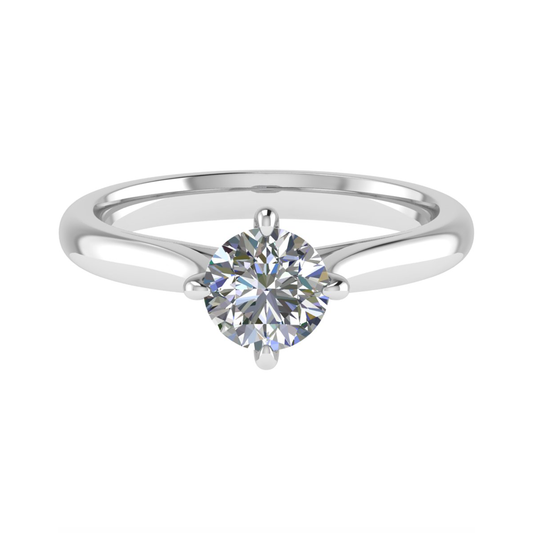 Sterling Round Solitaire Art Deco Ring 5.0mm 3.55gm