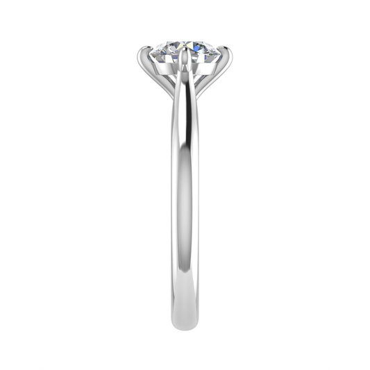 Sterling Round Solitaire Art Deco Ring 5.0mm 3.55gm