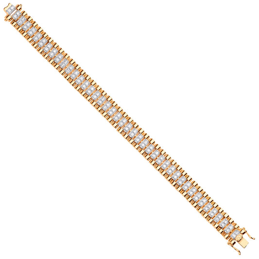 Y/G Fancy Link Cz Child/Ladies/Gents 13mm Wide Bracelet