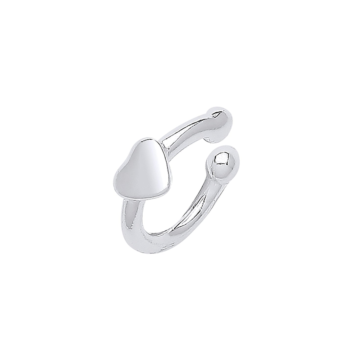 Silver Plain Cuff with Heart