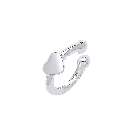 Silver Plain Cuff with Heart